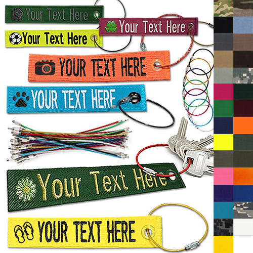 6" Luggage Key Tag with Logo, Colored Grommet and Colored Loop Ring