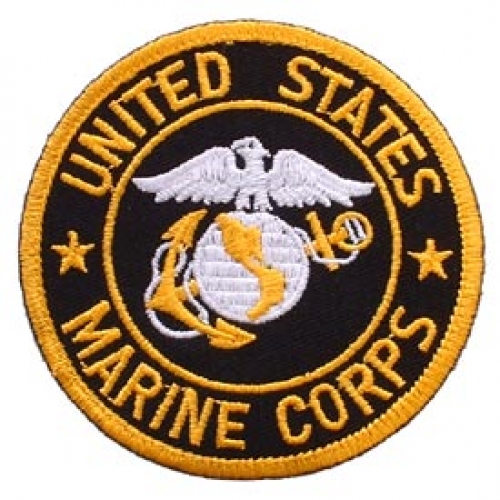 USMC LOGO BLACK, GOLD & RED PATCH  