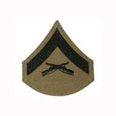 Marine Corps Chevron: Lance Corporal - Green on Khaki